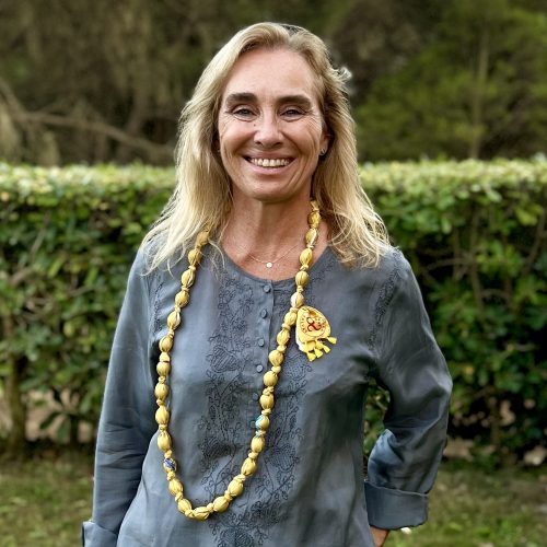YELLOW/GOLD  SILK-BALLS NECKLACE – Bild 4