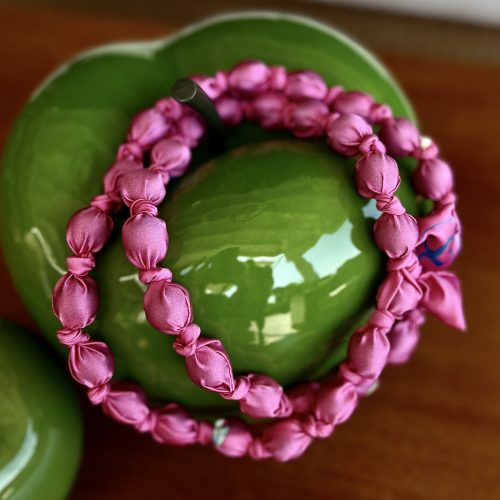 PINK SILK-BALLS NECKLACE