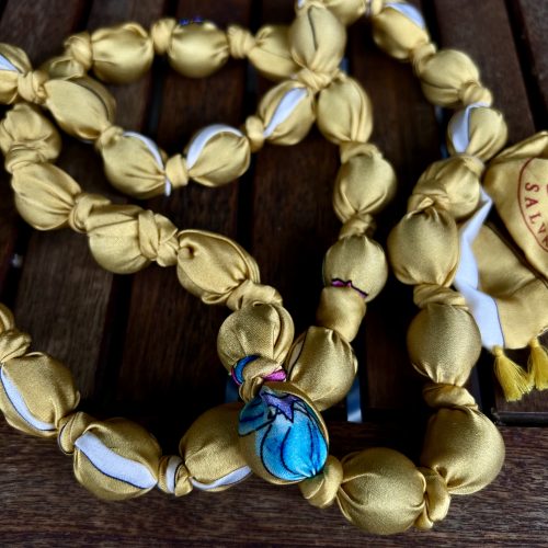 YELLOW/GOLD  SILK-BALLS NECKLACE – Bild 3